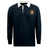 Introducing the EMB Mudoo Potomac Exiles Rugby Club Classic Long Sleeve Solid Rugby Jersey—this timeless navy rugby shirt is detailed with a crisp white collar and features a vibrant crest, showcasing a yellow "H" and "Y" on the left chest.