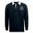 EMB Mudoo’s Lewis County Elks Classic Long Sleeve Solid Rugby Jersey features a navy cotton construction with a white collar, partial button placket, and an embroidered elk logo along with “ELKS” text on the left chest.