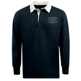 Introducing the EMB Mudoo Santa Rosa Youth Rugby Classic Long Sleeve Solid Rugby Jersey—a timeless navy blue rugby shirt featuring a crisp white collar, “Santa Rosa Youth Rugby” text, and a signature red rose logo on the left chest for an authentic, classic look.