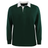 The Mudoo Classic Long Sleeve Solid Rugby Jersey features a dark green body, white collar, ribbed cuffs, and a logo-free design for a clean, timeless rugby shirt look.
