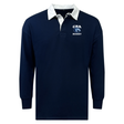 The Christian Brothers Academy Rugby Classic by EMB Mudoo is a navy long-sleeve jersey with a white collar and "CBA RUGBY" logo on the chest, offering a relaxed fit. It's crafted from a comfortable cotton/poly blend.