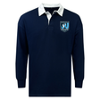 The EMB Mudoo Minneapolis Mayhem Rugby Classic Long Sleeve Solid Rugby Jersey features a navy blue design with a white collar and the team’s “Minneapolis Mayhem” crest on the left chest, offering a relaxed fit ideal for fans and players alike.