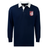 The EMB Mudoo Montgomery Bucks Griffins Classic Long Sleeve Solid Rugby Jersey is a navy blue rugby shirt with a white collar and a red and white lion crest on the left chest.