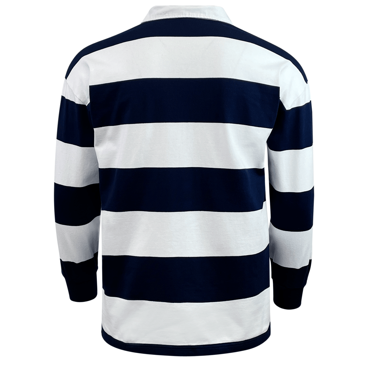 A Classic Long Sleeve Navy White Striped Rugby Jersey.