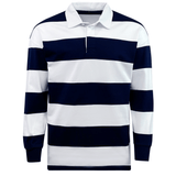A Classic Long Sleeve Navy White Striped Rugby Jersey.