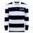 The EMB Mudoo USA Para Powerlifting Classic Long Sleeve Hooped Rugby Jersey features wide navy and white hoops and displays the "USA Para Powerlifting" logo on the left chest.
