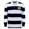 The EMB Mudoo Old Man Rivah Rugby Classic Long Sleeve Hooped Jersey features bold navy and white stripes, a left chest crest, and timeless long sleeves—ideal for stylish leisurewear.