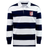 The EMB Mudoo Montgomery Bucks Griffins Classic Long Sleeve Hooped Rugby Jersey features bold navy and white stripes, finished with a striking red lion crest on the left chest for a timeless vintage style.