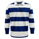 A Classic Long Sleeve Royal White Striped Rugby Jersey.