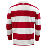 Celebrate the Olympic 50th Anniversary and show your support for USA Rugby with the EMB Mudoo USA Rugby Original Olympic 50th Anniversary Hooped Classic Jersey, featuring wide red and white stripes and a "50 Seawolves" logo on the upper back.
