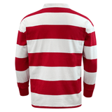 A Classic Long Sleeve Red White Striped Rugby Jersey.
