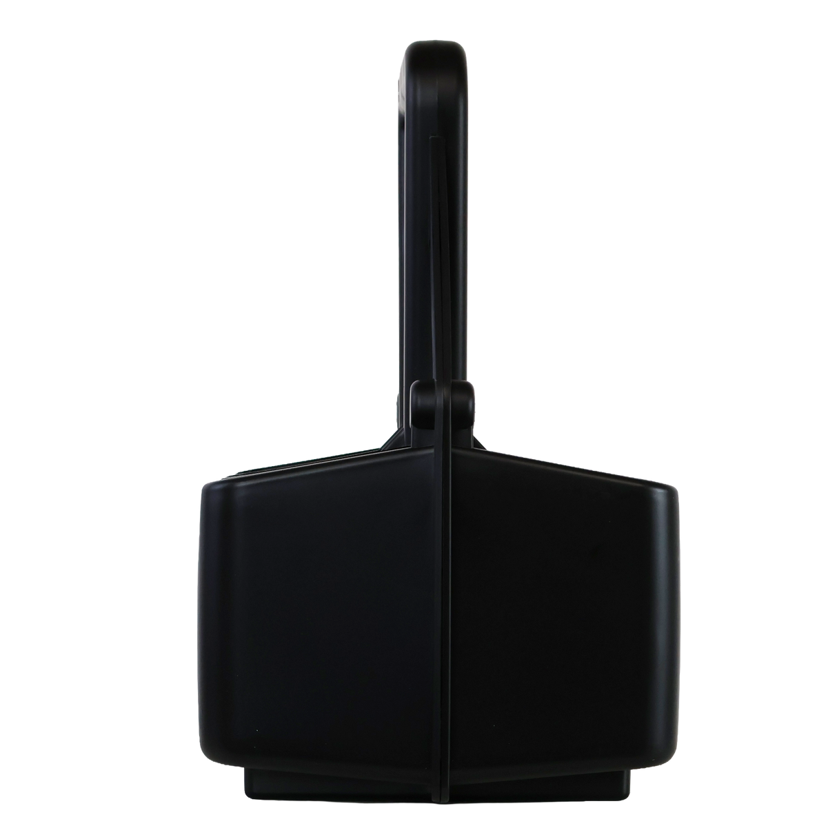 The World Rugby Shop Water Bottle Carrier by Springboard Promotions is a black plastic carrier with 6 compartments, a rectangular base, and a tall handle for easy transport, shown against a white background.