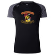The Westshore Lions Women's Elite Training Tee by WRS Canterbury is a black and gray short-sleeve shirt adorned with the "Westshore Lions RFC" logo, showcasing a lion and anchor design. Crafted from lightweight fabric, this tee provides comfort and style for athletes on the move.