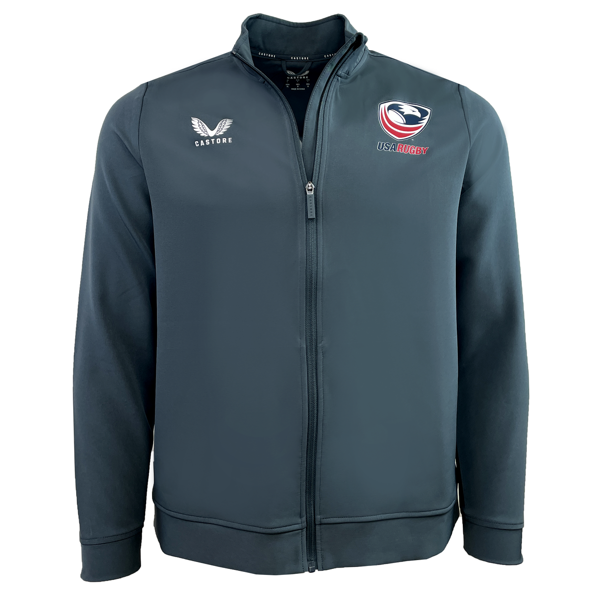 Women's USA Rugby Track Jacket by Castore: features a gray zip-up design with the "Castore" logo on the left chest and the "Eagles" emblem on the right.