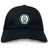 The EMB S&S Activewear Woodlands Youth Adult Low-Profile Cotton Twill Dad Cap is a black hat with a circular "Woodlands Rugby" logo featuring a paw print and embroidered team branding on the front.
