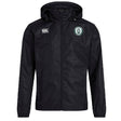 The Woodlands Youth Club Vaposhield Stadium Jacket by EMB Canterbury is a black padded jacket with a front zipper, featuring the Canterbury logo on the right chest and an embroidered circular paw print on the left chest.
