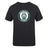 The Woodlands Youth Club Plain Tee by WRS Canterbury is a black cotton blend t-shirt featuring the "Woodlands Rugby" logo and a large paw print design on the front.