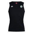 The Woodlands Youth Club Dry Singlet by EMB Canterbury is a black athletic top with Vapodri Technology, featuring a white logo on the right chest and a green-and-white emblem on the left—ideal for peak performance.