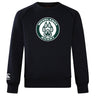 The Woodlands Youth Club Crew Sweatshirt by WRS Canterbury features an ultra-soft feel, a circular "Woodlands Rugby" logo with paw print on the chest, and an embroidered CCC logo on the left sleeve.
