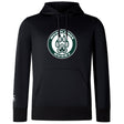 The Woodlands Youth Club Lightweight Hoodie by WRS Canterbury is a black hoodie with a kangaroo pocket, featuring a circular "Woodlands Rugby" logo and paw print on the chest.