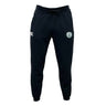 The Woodlands Youth Leisure Sweatpant by EMB Canterbury features a drawstring waist, sustainable fleece material, and two embroidered front logos—one on the left thigh and one on the right.