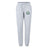 The Woodlands Youth Women's Leisure Sweatpant by EMB Canterbury features light gray organic cotton, a drawstring waist, and a green Milwaukee Bucks logo on the left thigh.