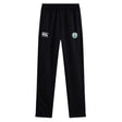 The Woodlands Youth Stretch Tapered Pant by EMB Canterbury features an elastic waistband, a white Canterbury logo on the left thigh, and a green/white badge on the right—ideal workout pants for men.