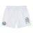The Woodlands Youth Tactic Short by EMB Canterbury features an elastic waistband, a bold black EMB Canterbury logo on the right leg, and a green "Woodley Rugby" paw print badge on the left—ideal for youth rugby or gym training.