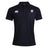 The Woodlands Youth Waimak Polo by EMB Canterbury is a black short-sleeve polo with a collar, CCC logo on the right chest, and a circular emblem on the left—an ideal pick for any rugby fan.