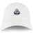 The EMB S&S Activewear Capitals Rugby NC Adult Low-Profile Cotton Twill Dad Cap in white features a "Capitals Rugby" logo with a stylized purple and black capitol building above a rugby ball, all embroidered on the front.