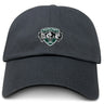 The EMB S&S Activewear Woodlands Youth Wolfpack Adult Low-Profile Cotton Twill Dad Cap features embroidered "Woodlands Rugby" branding with three wolf heads on the front for a bold look.