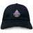 The Capitals Rugby NC Adult Low-Profile Cotton Twill Dad Cap by EMB S&S Activewear is a black cotton twill hat with purple, white, and gold "Capitals Rugby" embroidery featuring a domed building and rugby ball on the front.