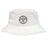The EMB S&S Activewear White River Rugby Football Club Crusher Bucket Cap features a round black "White River Rugby Indianapolis" logo on the front, offering classic style and sun protection.