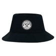 The White River Rugby Football Club Crusher Bucket Cap by EMB S&S Activewear features a circular logo with two rugby players—perfect for stylish sun protection.
