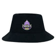The Capitals Rugby NC Crusher Bucket Cap by EMB S&S Activewear is a black cotton twill hat featuring a purple and white "Capitals Rugby" logo with a stylized capitol building and rugby ball on the front—ideal for sun protection.
