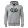 The Woodlands Youth Wolfpack Club Hoodie by WRS Canterbury features a gray design with a front pocket and "Woodlands Rugby" logo with three wolf heads—a classic choice for showing team spirit.