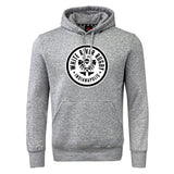 White River Rugby Football Club Club Hoodie by WRS Canterbury—a gray hoodie with a front pocket and "White River Rugby Indianapolis" logo printed in black and white on the chest.