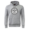 White River Rugby Football Club Club Hoodie by WRS Canterbury—a gray hoodie with a front pocket and "White River Rugby Indianapolis" logo printed in black and white on the chest.