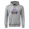 The Capitals Rugby NC Club Hoodie by WRS Canterbury is a gray rugby hoodie with a bold "Capitals Rugby" logo, featuring a purple dome and gold rugby ball on the front.