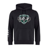 The WRS Canterbury Woodlands Youth Wolfpack Club Hoodie features three wolf heads and a "Woodlands Rugby" logo on the chest, plus a white sleeve design—a perfect custom rugby hoodie for dedicated club supporters.