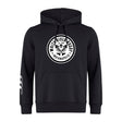 The White River Rugby Football Club Club Hoodie by Canterbury (WRS Canterbury) is a black hoodie inspired by rugby style, with a chest "White River Push, Indianapolis" logo and white stripes on the right sleeve.