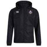 The Capitals Rugby NC Club Vaposhield Stadium Jacket by EMB Canterbury is a black jacket with front zipper, padded insulation, the Canterbury logo on the right chest, and a purple Capitals logo on the left chest.