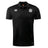 The White River Rugby Football Club Club Dry Polo by EMB Canterbury is a black, short-sleeve polo with a collar, buttoned neckline, chest team logos, and Vapodri Technology for breathable comfort.