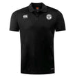 The White River Rugby Football Club Club Dry Polo by EMB Canterbury is a black, short-sleeve polo with a collar, buttoned neckline, chest team logos, and Vapodri Technology for breathable comfort.