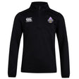The EMB Canterbury Capitals Rugby NC Club 1/4 Zip Mid Layer Training Top is a black, long-sleeve training top with the "Capitals" logo on the left chest.