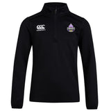 The EMB Canterbury Capitals Rugby NC Club 1/4 Zip Mid Layer Training Top is a black, long-sleeve training top with the "Capitals" logo on the left chest.
