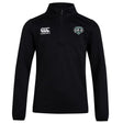 The Woodlands Youth Wolfpack Club 1/4 Zip Mid Layer Training Top by EMB Canterbury features long sleeves, a Canterbury logo on the right chest, and a wolfpack emblem on the left—ideal for custom made sportswear.