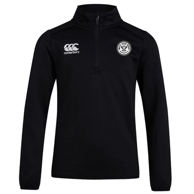 The White River Rugby Football Club 1/4 Zip Mid Layer Training Top by EMB Canterbury features a right chest Canterbury logo and left chest circular team badge—ideal for custom rugby apparel.