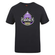The Capitals Rugby NC Club Plain Tee by WRS Canterbury is a customizable black cotton blend T-shirt with a "Capitals Rugby" logo—dome, stars, and rugby ball—offering fans comfort and style.