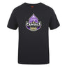 The Capitals Rugby NC Club Plain Tee by WRS Canterbury is a customizable black cotton blend T-shirt with a "Capitals Rugby" logo—dome, stars, and rugby ball—offering fans comfort and style.